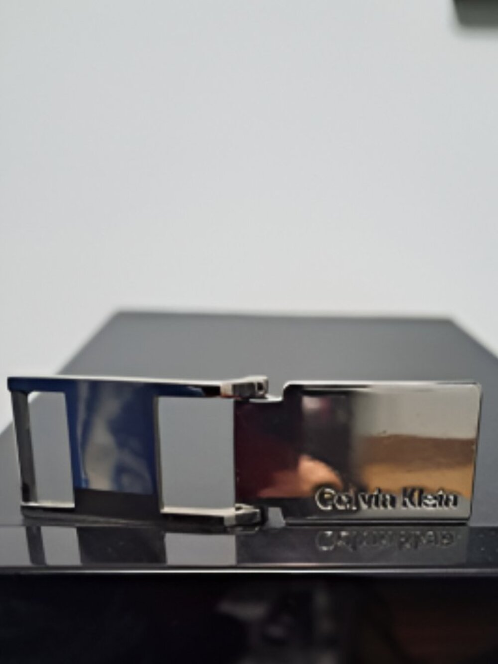 Calvin Klein Reversible Plaque Belt Buckle Replacement Silver Chrome Engraved
